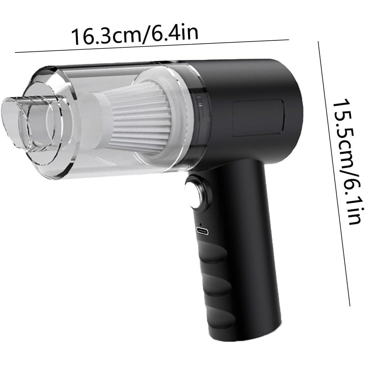 Aspiradora y sopladora de mano inalámbrica de 120 W, con filtro plegable, accesorios multifuncionales, para teclado, pelo, interior del automóvil, 16.3 x 15.5 cm