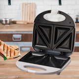 Sandwichera Electrica 750W, Tostadora con Revestimiento Antiadherente de Fácil Limpieza, Placas con Forma Triangular, Indicador LED, Exterior Frío al Tacto, Patas de Plástico Antideslizantes