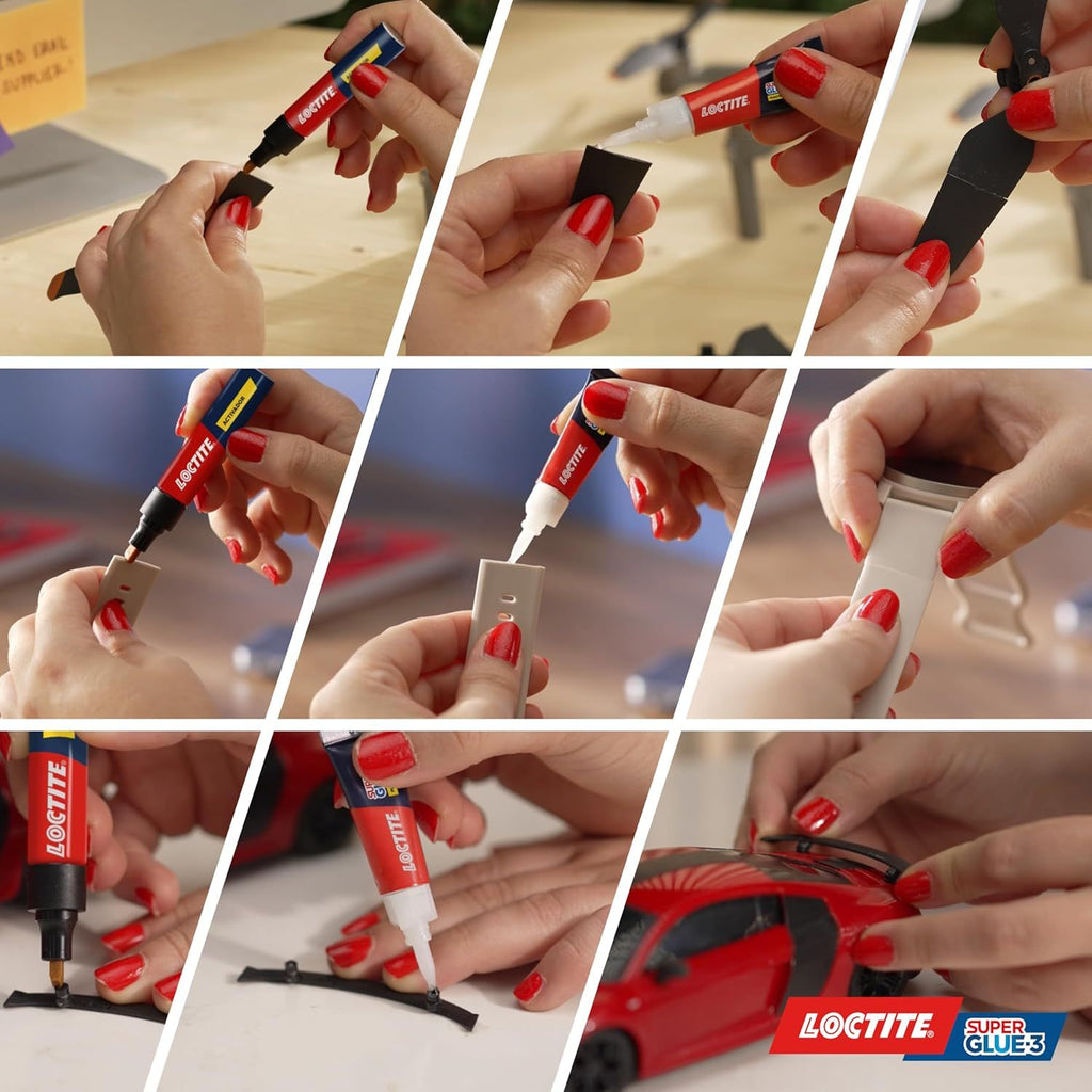 Loctite Super Glue-3 Plásticos Difíciles Transparente 2g + 4ml, Pegamento Líquido Apto para PP, PE, PTFE, PVC, Reparación Rápida 4x Más Fuerte, Aplicación Cómoda y Precisa, Con Rotulador Activador
