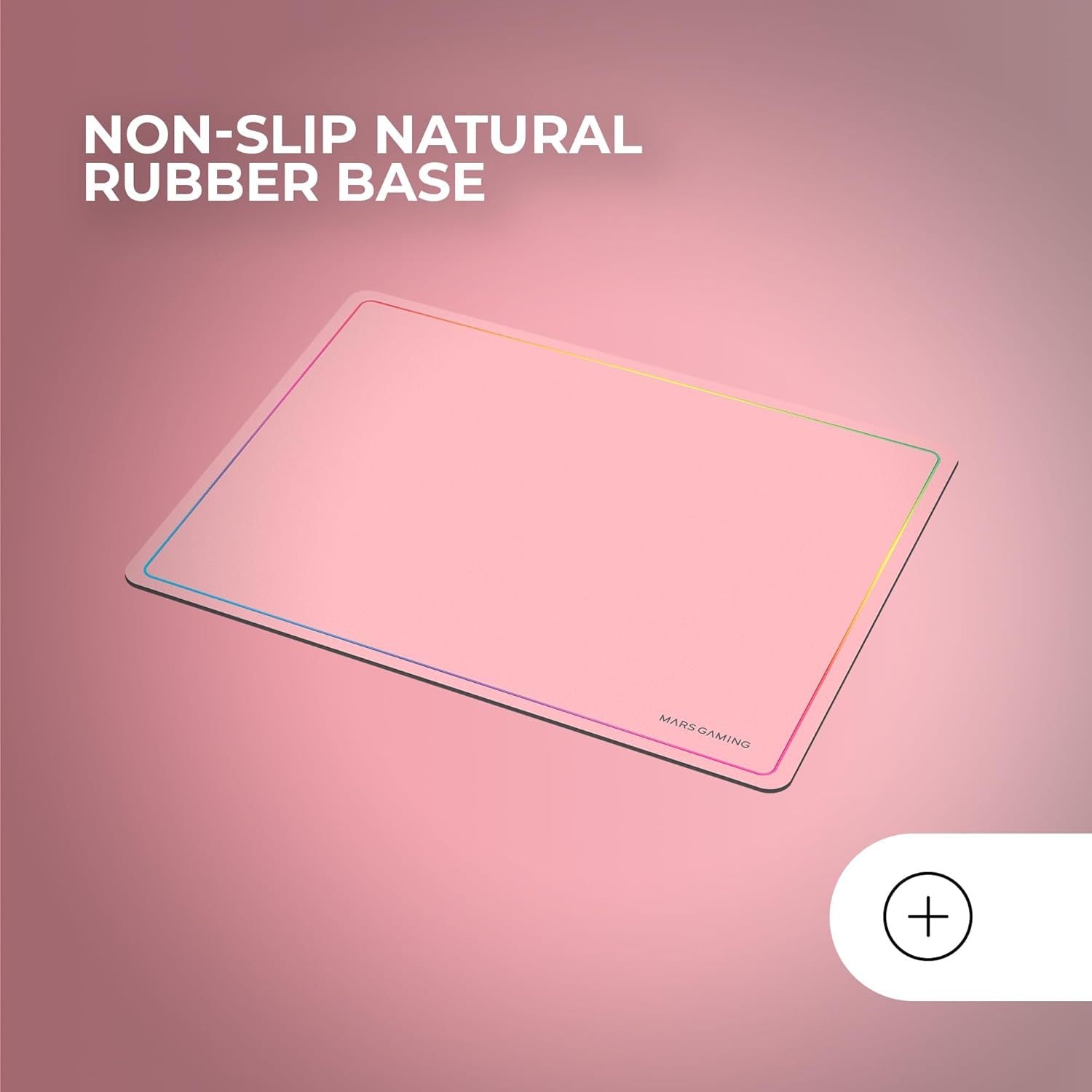 Mars Gaming MMP124, Alfombrilla Gaming 360x260mm, Diseño de Bordes Rainbow, Base Antideslizante de Caucho Natural, Superficie Nanotextil de Alta Precisión, Alfombrilla de Ratón Flexible, Rosa