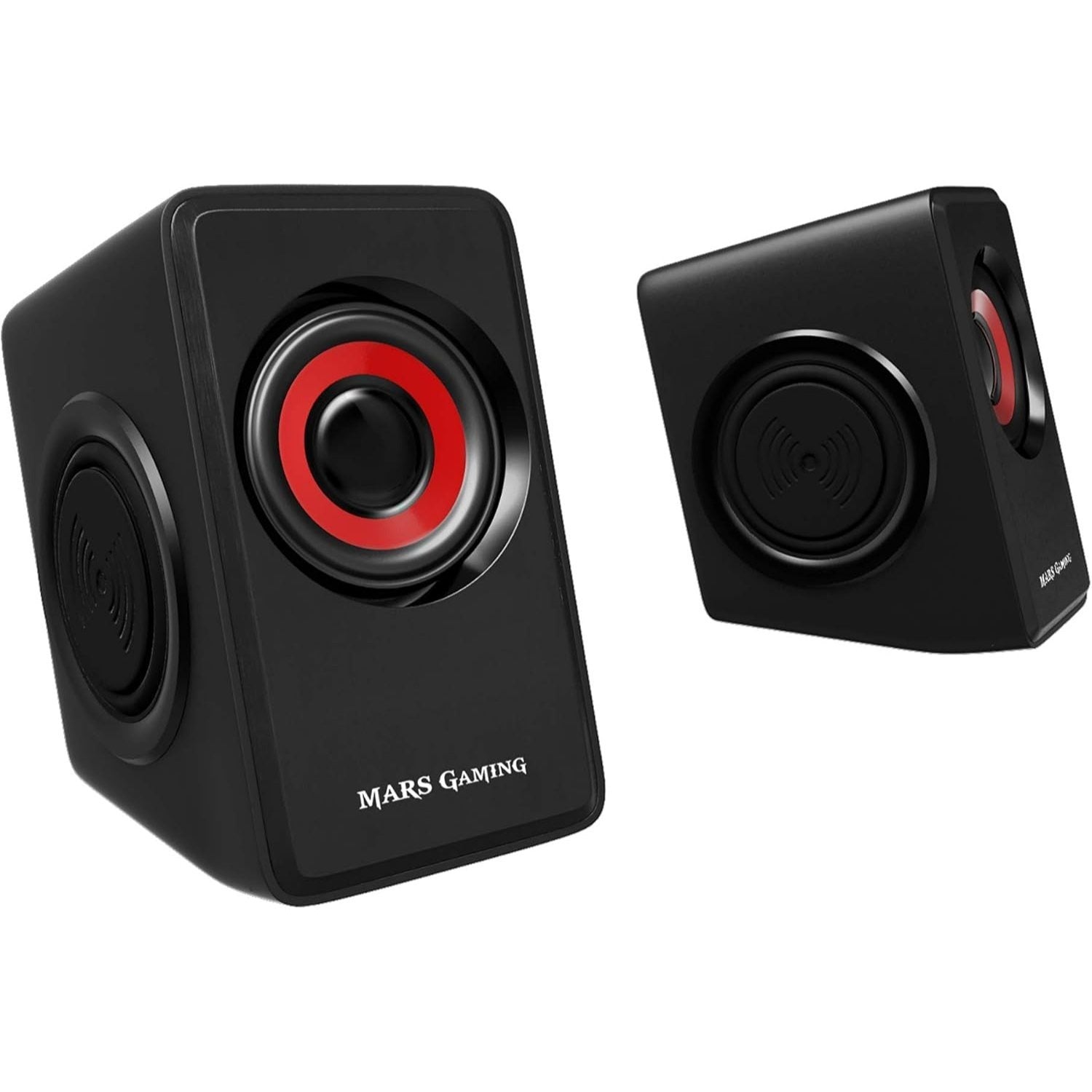 MARSGAMING MS1, altavoces 10W, subwoofer, Jack 3.5mm, Pc/Mac/smartphone/tablet, Negro/Rojo