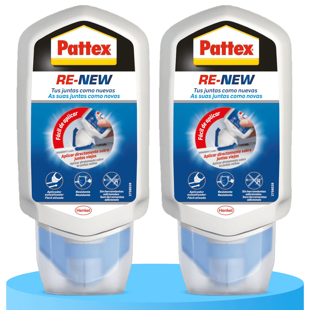 Pattex RE-NEW, Silicona Blanca para Juntas, Juntas Limpias Fácilmente, Silicona Resistente, Sellador de Juntas de Cocina y Baño, 2 x 80ml