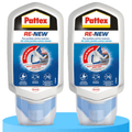 Pattex RE-NEW, Silicona Blanca para Juntas, Juntas Limpias Fácilmente, Silicona Resistente, Sellador de Juntas de Cocina y Baño, 2 x 80ml