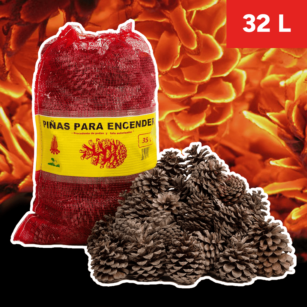 Piñas de Pino para Encendido, Secas y Grandes para Barbacoa, Chimenea, Caldera y Estufa, Piñas Decorativas Naturales, Saco de 32L