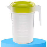 Jarra de Agua con Tapa 1L, Hecha de Plástico Resistente, Asa Ergonómica para Facilitar el Uso, Hermética
