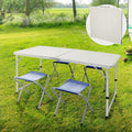 Mesa Plegable Portátil Camping para 4 Personas, Altura Regulable, Incluye 4 Taburetes Plegables, Mesa Plegable Jardín, Mesa Plegable con Sillas, Set de Mesa Plegable Jardín con Sillas, Fácil de Transportar y Guardar, 120x60x55/62/70 cm