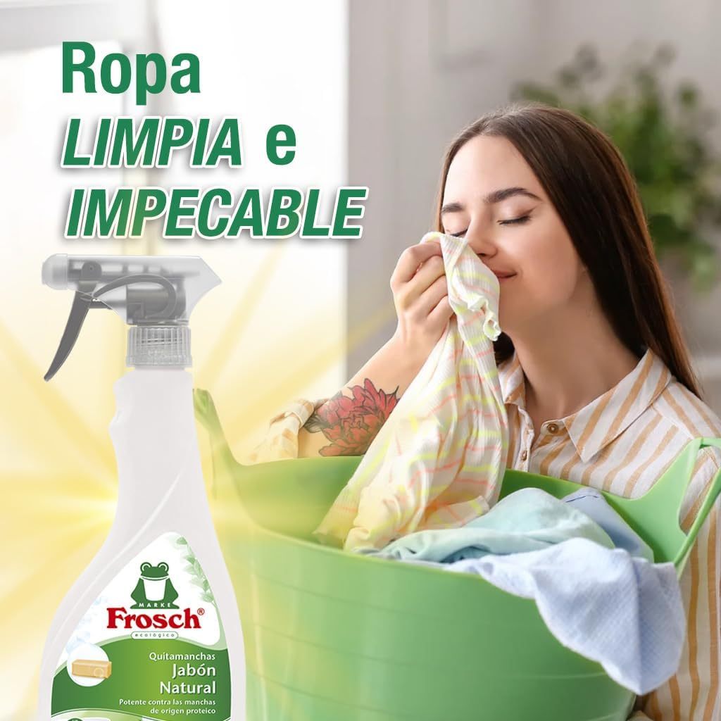 Frosch Quitamanchas Ropa, Spray Quitamanchas Textil Natural para Manchas Difíciles, Sin Microplásticos, Para Ropa Blanca y Color, 500ml