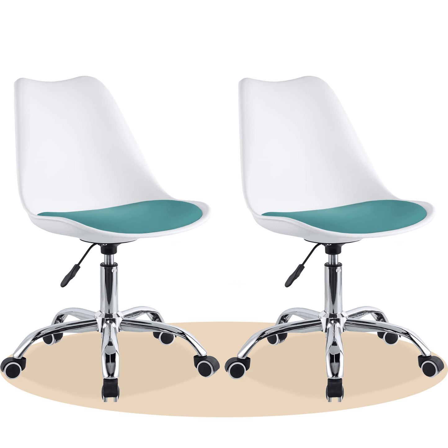 Silla Escritorio Ergonómica con Ruedas, Silla Oficina Giratoria con Altura Ajustable, Acolchada, Estilo Nórdico, Ideal para Estudio y Oficina