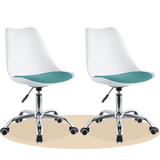 Silla Escritorio Ergonómica con Ruedas, Silla Oficina Giratoria con Altura Ajustable, Acolchada, Estilo Nórdico, Ideal para Estudio y Oficina