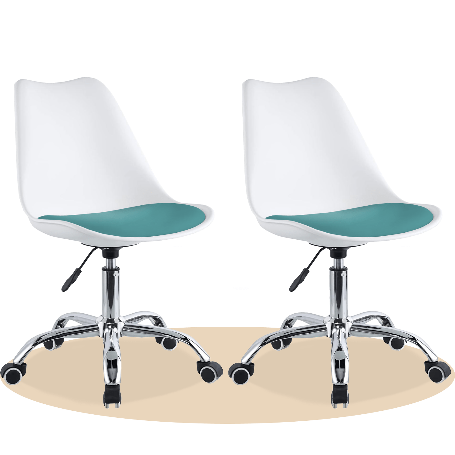Silla Escritorio Ergonómica con Ruedas, Silla Oficina Giratoria con Altura Ajustable, Acolchada, Estilo Nórdico, Ideal para Estudio y Oficina