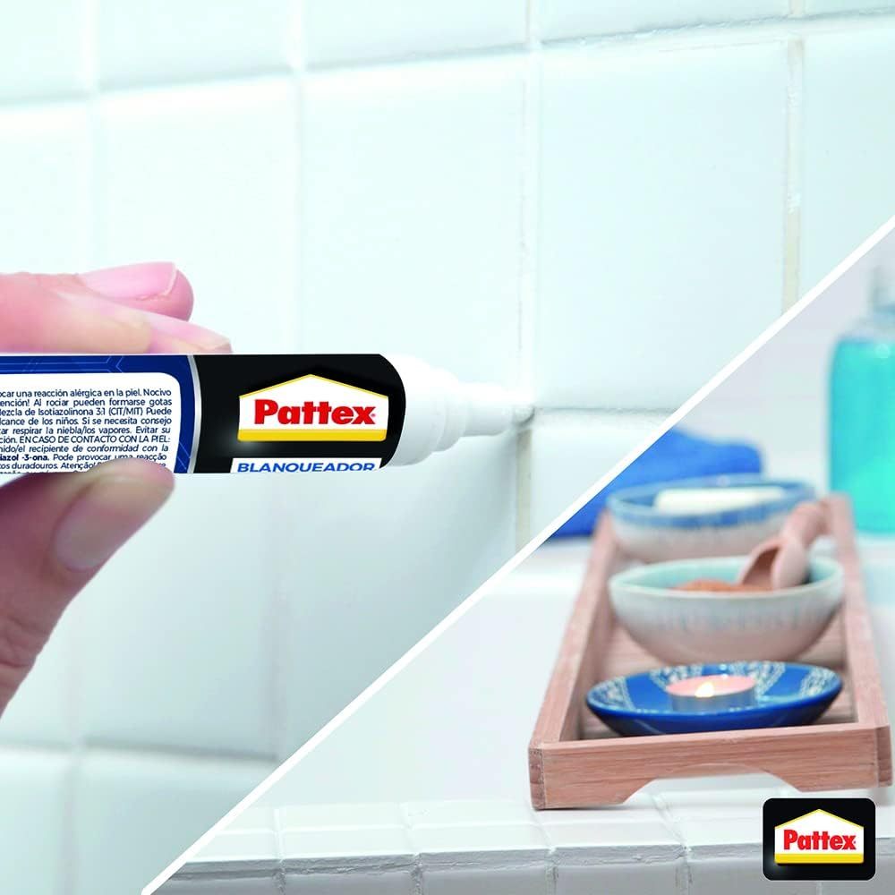 Pattex Baños y Cocinas, Rotulador Blanqueador de Juntas Blanco, Resistente al Moho, Aplicación Fácil y Precisa, 1 Rotulador de 7ml