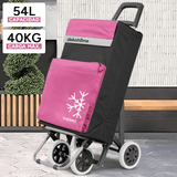 Carro Compra Plegable 4 Ruedas con Bolsillo Térmico para Congelados, Carro Plegable con Ruedas, 54 Litros de Capacidad y 40 Kg de Carga Máxima, Compartimentos Extra, Ruedas Grandes Resistentes para Facilitar el Movimiento y el Transporte del Peso