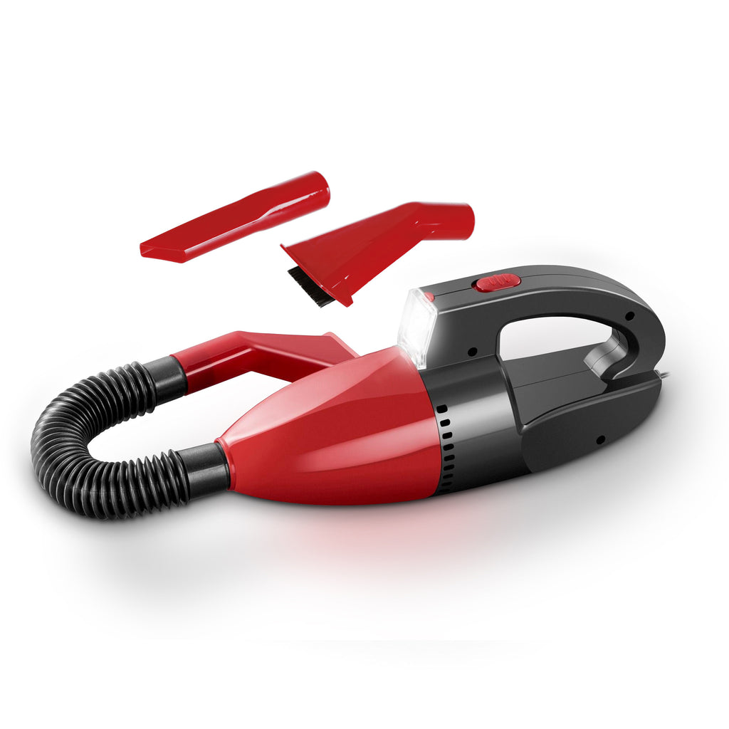 Aspiradora para Coche, Aspirador Portátil con Luz LED, 100W de Potencia, Fuerte Succión, Limpieza en Seco y Húmedo, 1L de Depósito de Residuos, 3 Metros de Cable, Conexión al Enchufe del Coche, 3 Accesorios de Limpieza Incluidos, Ligero
