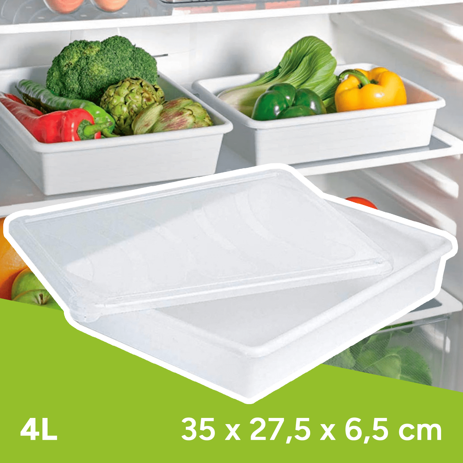 Organizador Nevera, Bandeja para Nevera, Almacenamiento para el Hogar, Caja de Almacenamiento, Apto para Lavavajillas
