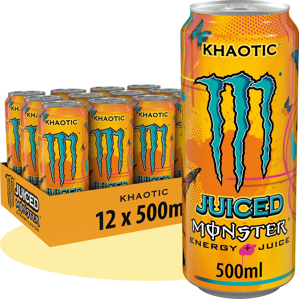 MONSTER ENERGY Khaotic Juice Bebida Energética Sabor Cítrico Tropical, 12 Latas de 500ml
