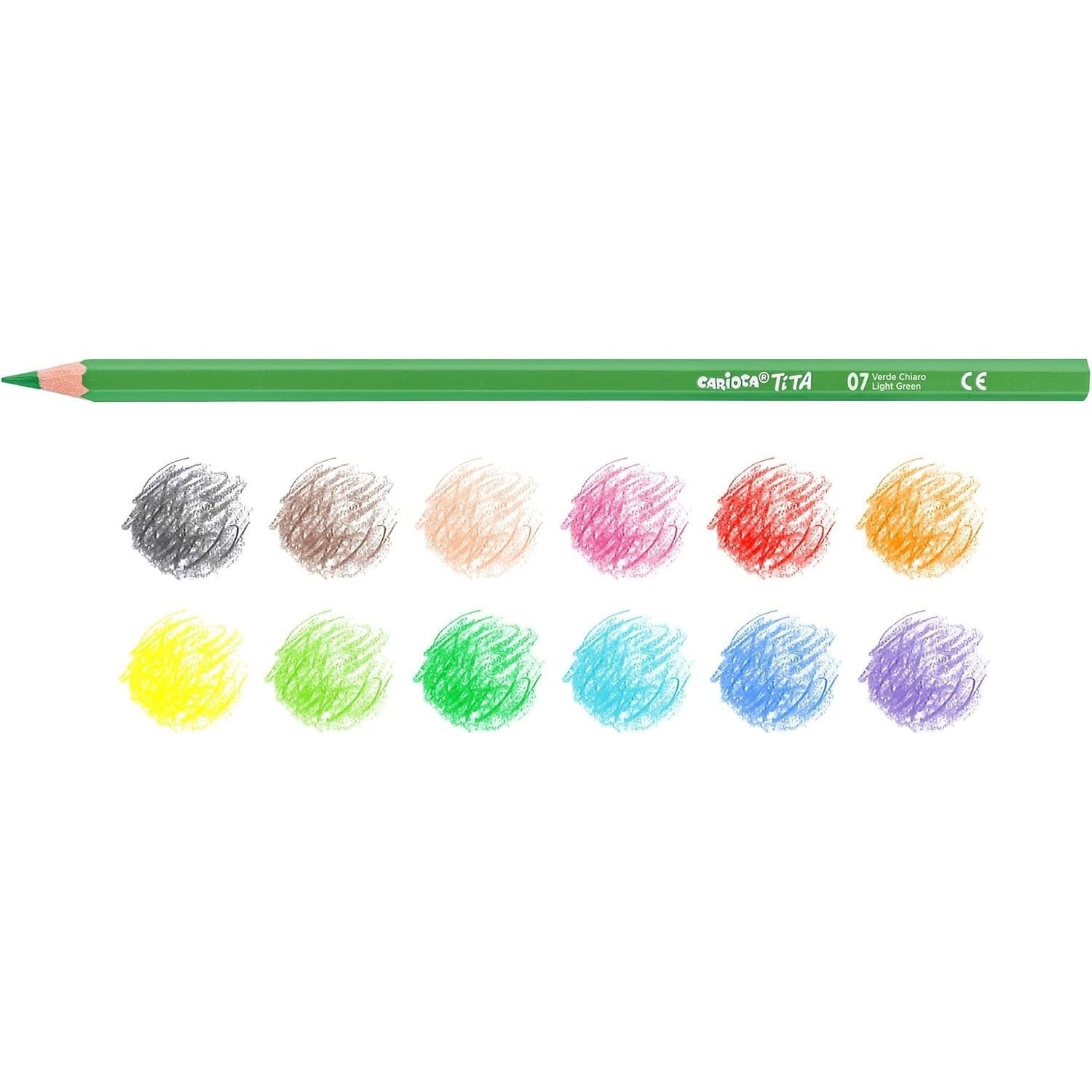 CARIOCA Tita Lapices de Colores, Colores Brillantes, Resistentes a Caídas, Forma Hexagonal con Mina de Color de 3mm, Paquete de 12 Lápices