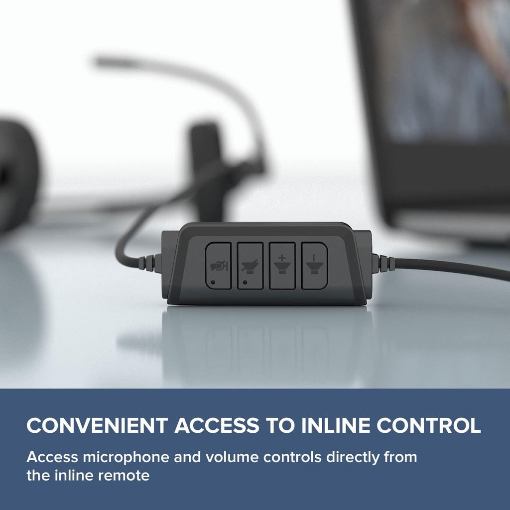 Creative HS-220 Cascos con Cable USB, Auriculares con Cable, Sonido Estéreo con Micrófono Giratorio y Supresión activa de Ruido USB, Control remoto, Casco Negro