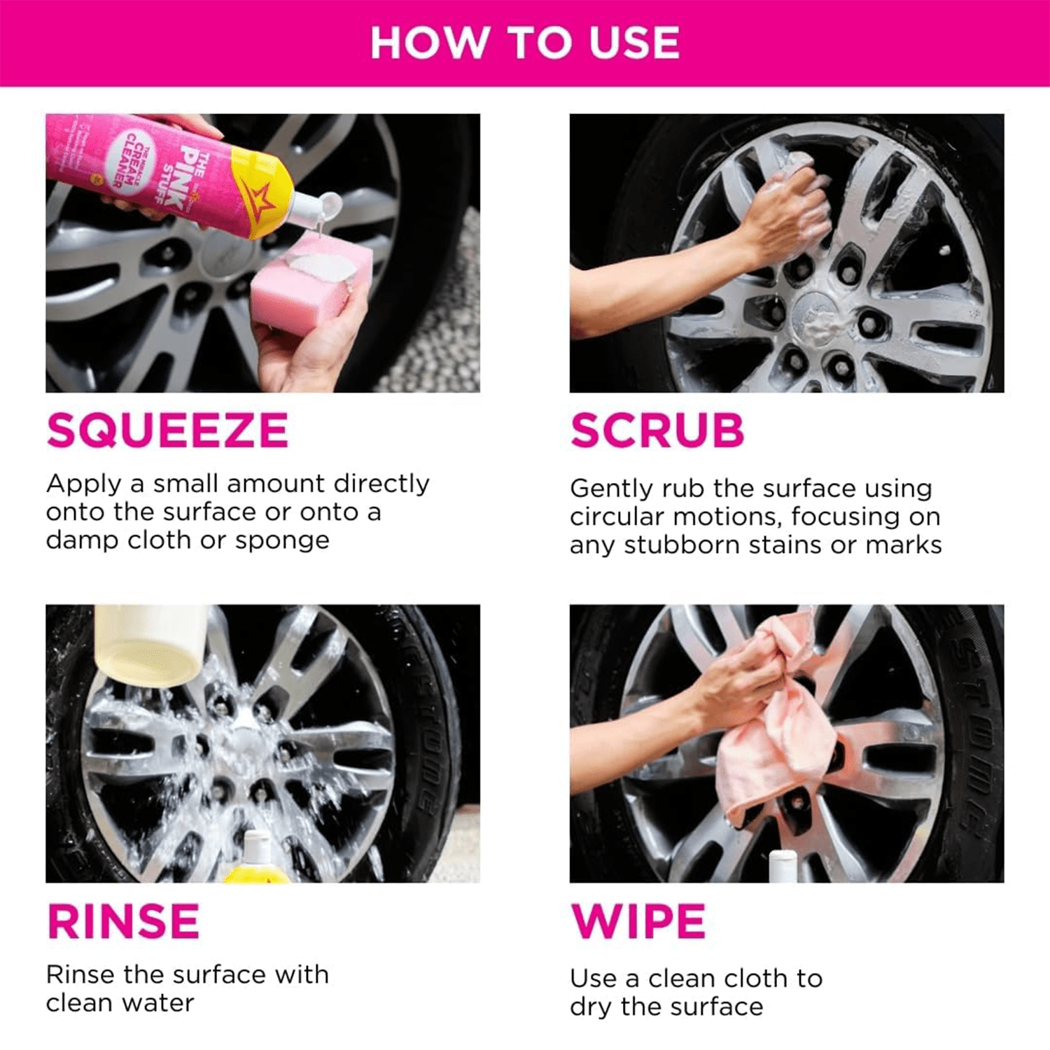 The Pink Stuff Limpieza Hogar Crema Limpiadora Multiusos ideal para Eliminar Manchas, Grasa y Suciedad, Eficaz y Concentrado, Fácil Aplicación, 2 Unidades de 500ml