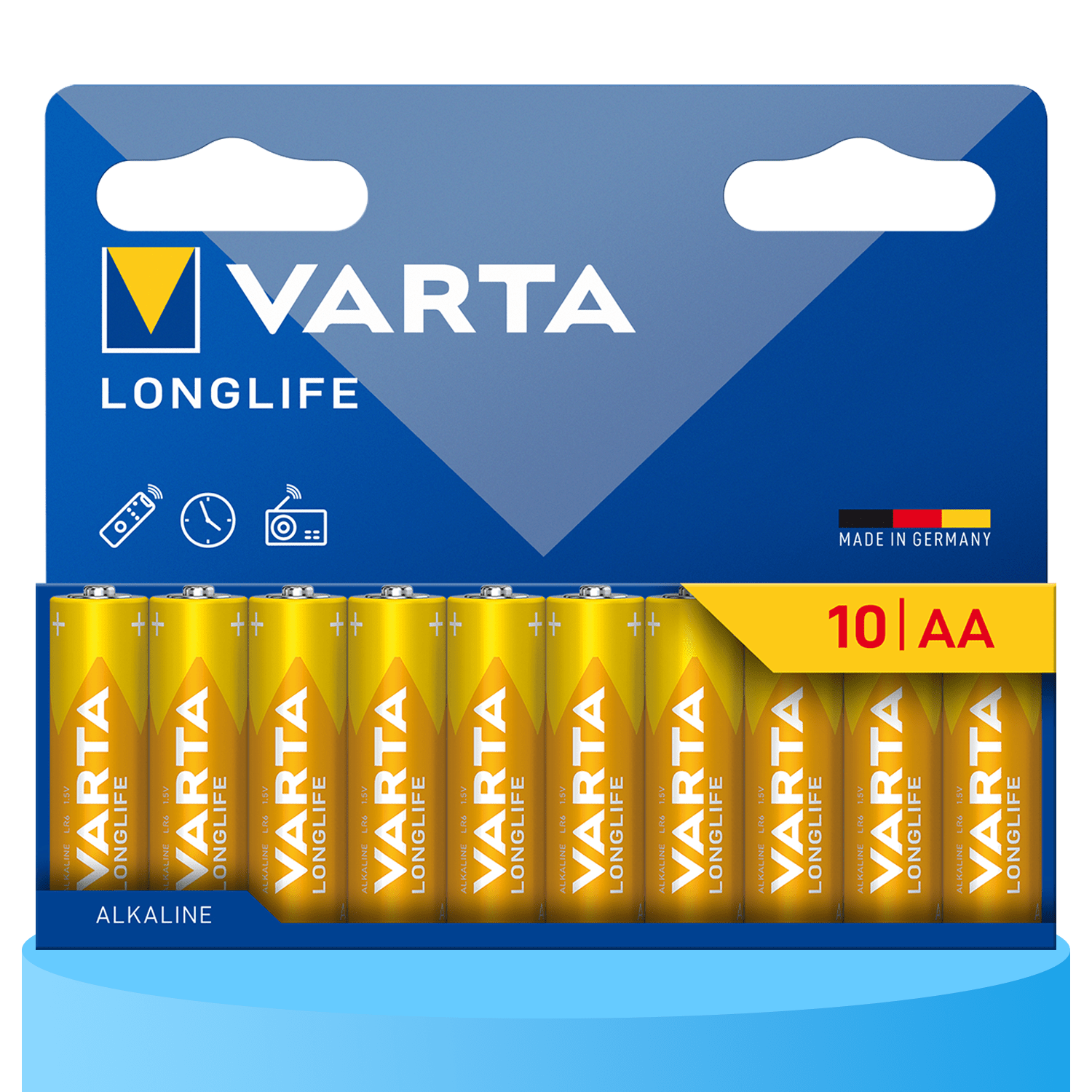 Pilas AA Alcalinas de Alto Rendimiento, VARTA Longlife, Ultra Larga Duración, Energía Continua, Ideal para Controles Remotos, Juguetes Electrónicos, Linternas, Lámparas, Relojes, Cámaras y Otros Dispositivos de Uso Diario - VARTA