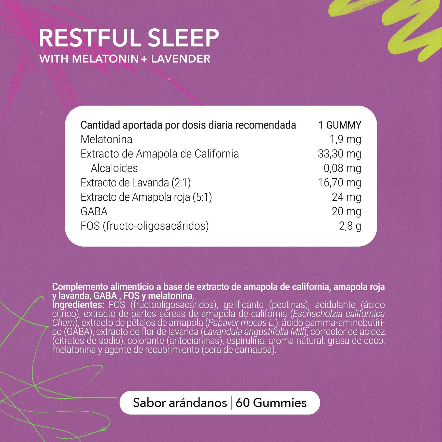 Pack x3 Gominolas para Dormir con Melatonina, Lavanda, Amapola California, Amapola Roja y GABA, Sabor Arándanos, 3 x 60 Gummies, 180 Gummies - Joy+ Supplements