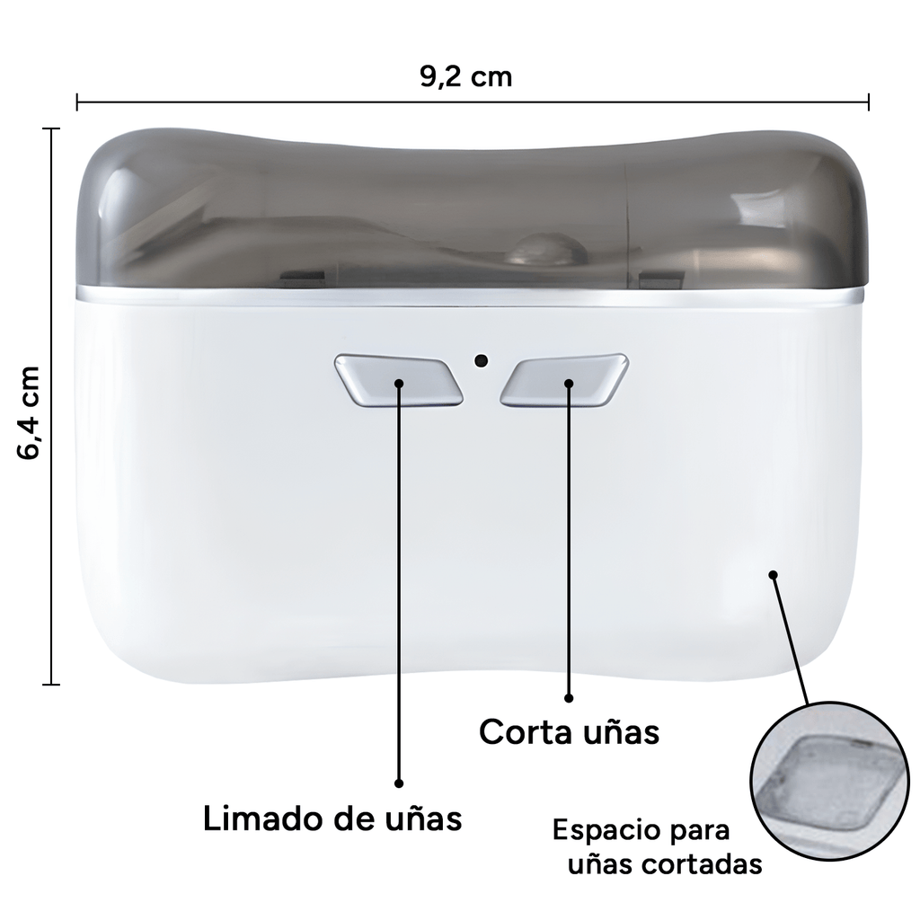 Cortauñas Electrico 2 en 1 Función para Cortar y Limar Uñas, Lima con Rotación 360º, Ideal para Todo Tipo de Uñas, Dispone Espacio Integrado para Recoger las Uñas Cortadas, Carga USB Tipo C, Larga Duración de Uso, 9.2 x 6.4 cm