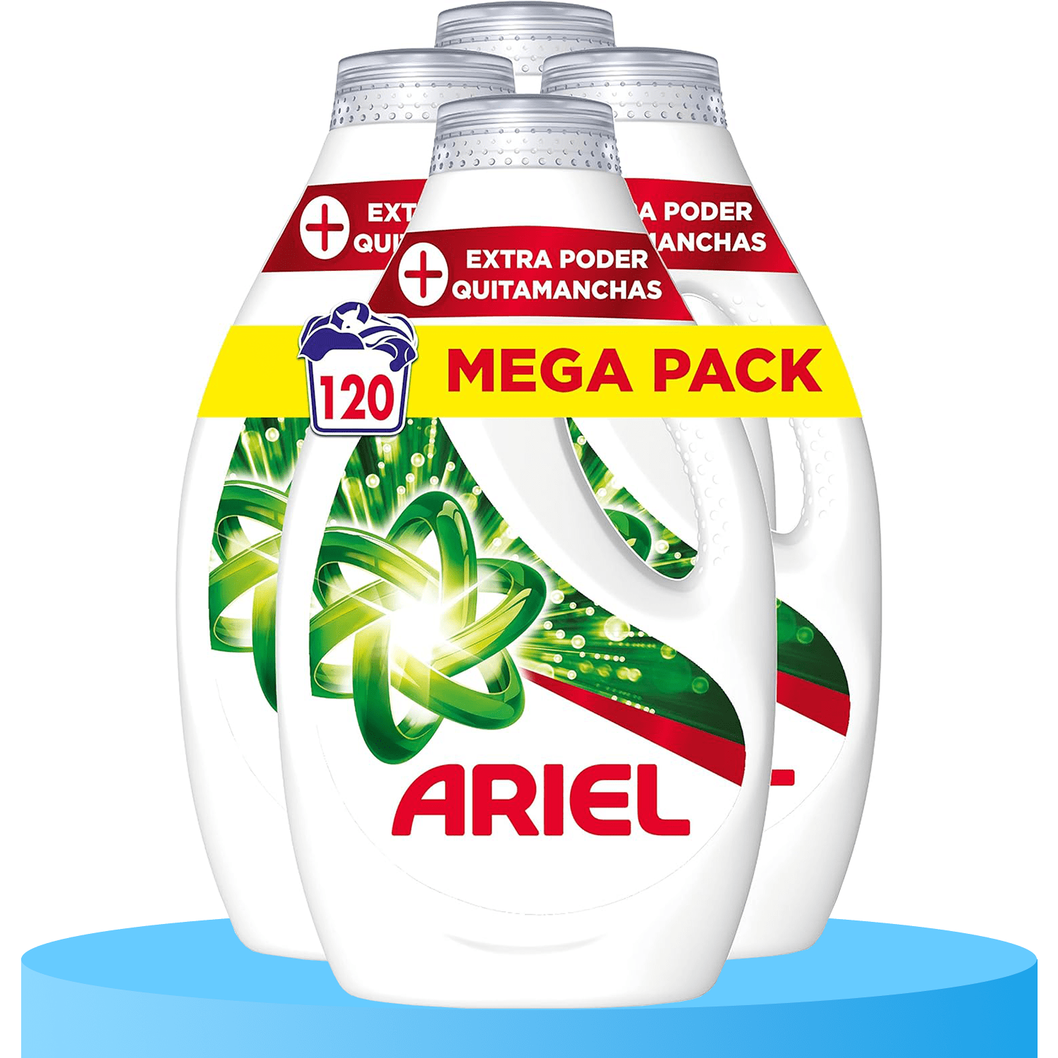 Ariel Detergente Líquido de Ropa para Lavadora, Limpieza Profunda y Quitamanchas, Remueve Manchas Resecas, Resultado Impecable, Eficaz en Frío