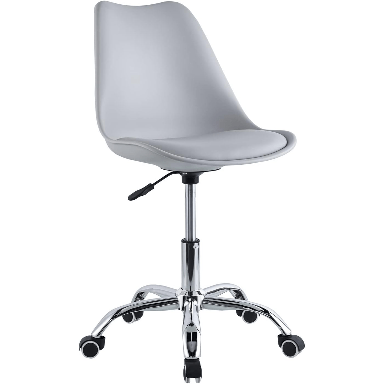 Silla Escritorio Ergonómica con Ruedas, Silla Oficina Giratoria con Altura Ajustable, Acolchada, Estilo Nórdico, Ideal para Estudio y Oficina
