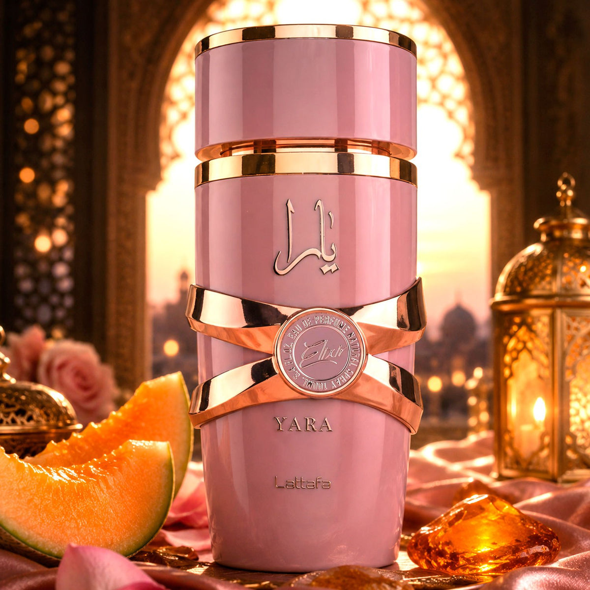 Lattafa Yara Elixir Eau de Parfum, Perfume Árabe para Mujer de Aroma Dulce y Frutal con Notas de Fresa, Vainilla, Caramelo y Ámbar, 100 ml