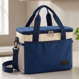 Bolsa Térmica Comida de 30L de Capacidad, Bolsa Aislamiento Isotérmico Hermética, Resistente y Espaciosa, ideal para Picnic, Playa, Camping y Excursión, Azul y Blanco