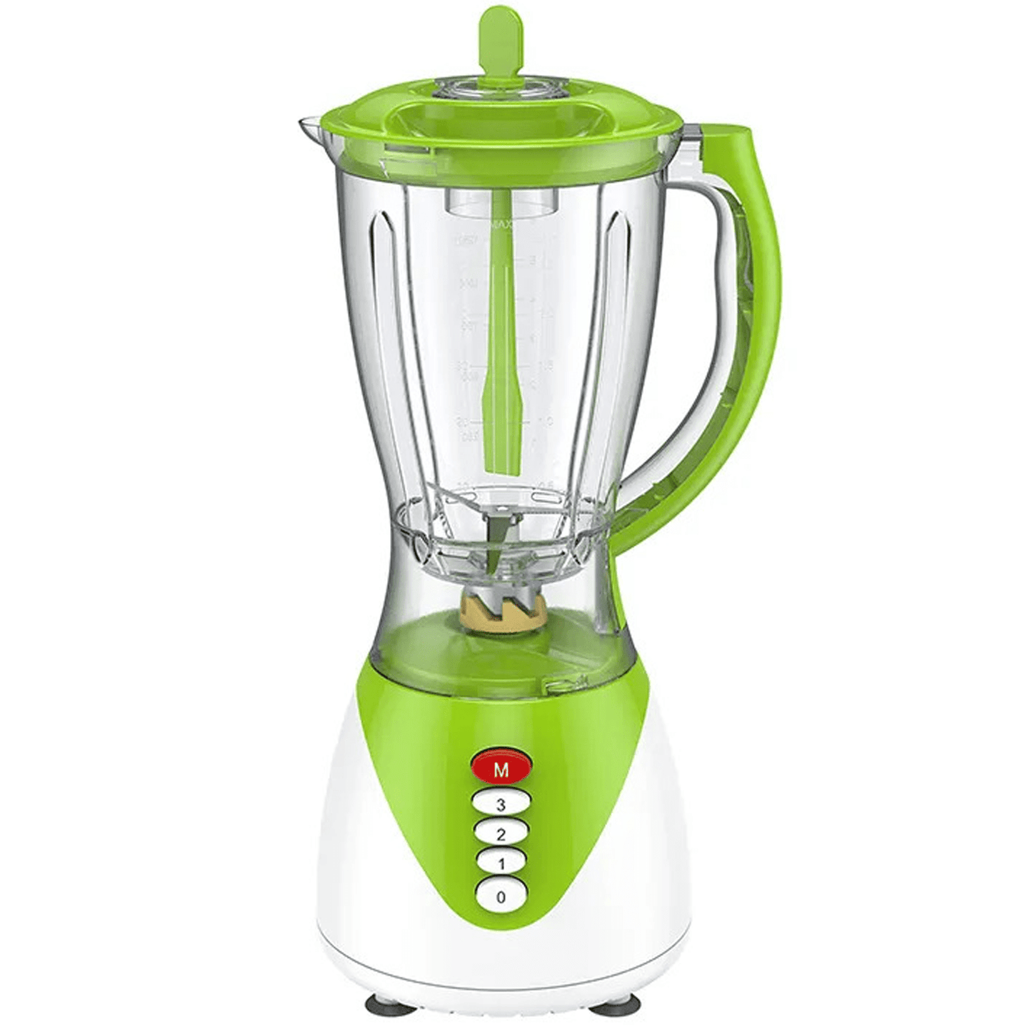 Batidora con Jarra de 1.5L, 3 Velocidades, Cuchillas de Acero Inoxidable, Tapa con Espátula, Patas Antideslizantes, 300W de Potencia, Desmontable