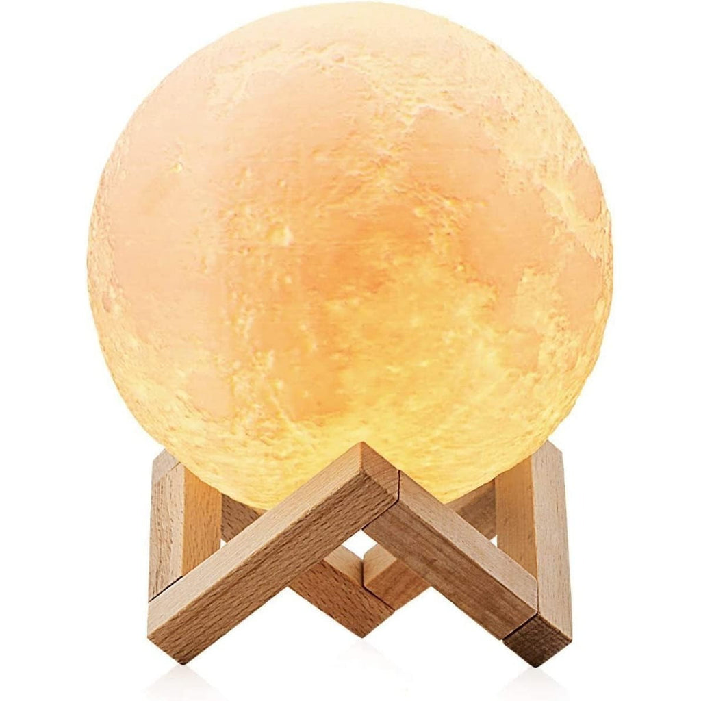 Lámpara Luna de 16 Colores, Mando a Distancia, Incluye Base de Madera y Cable USB de Carga, Tamaño de la Esfera: 15 cm, 16 Modos de Color, Batería de litio: 300 mAh