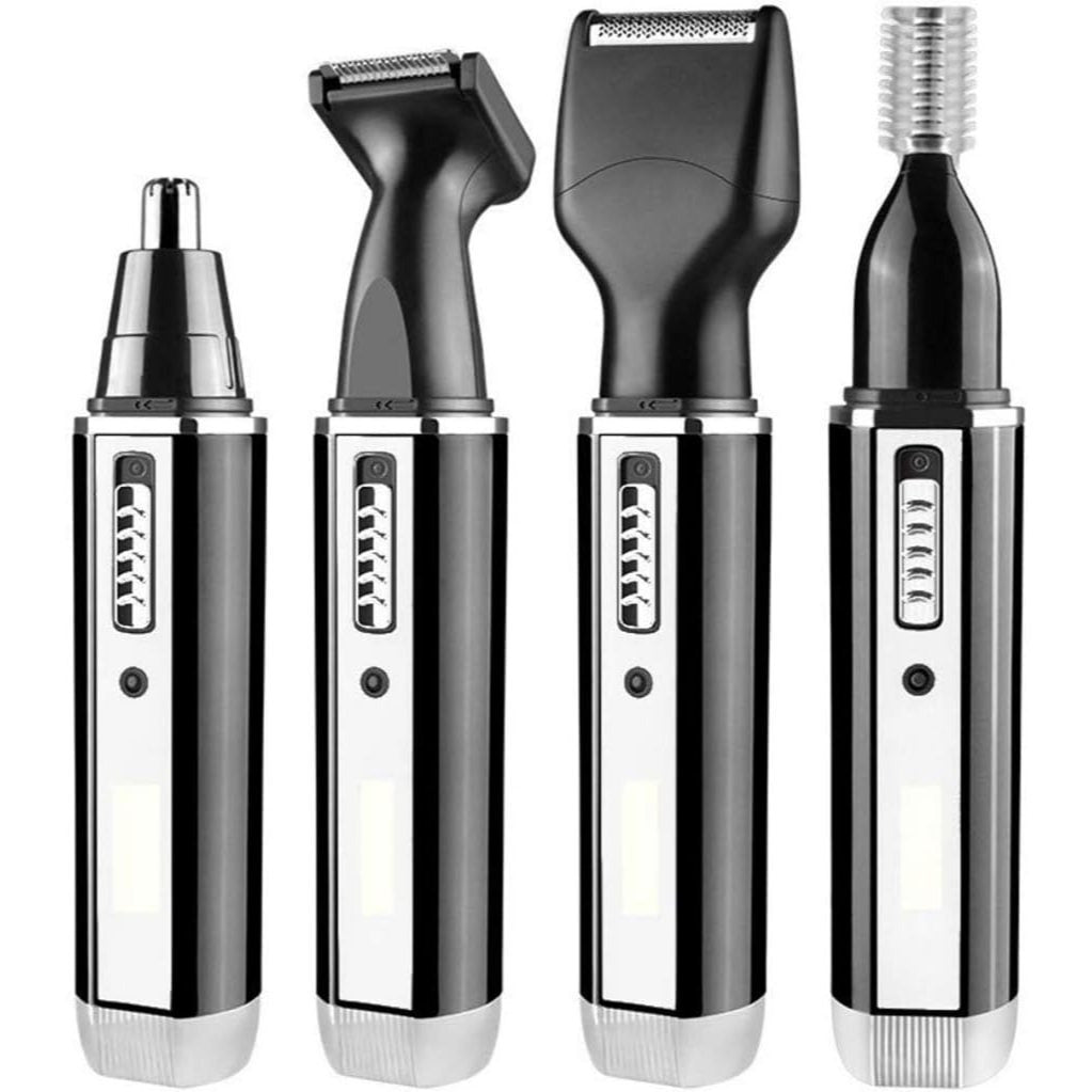 Corta Barba Hombre 4 en 1, Corta Pelos Nariz y Orejas, Barba, Patillas y Cejas, Carga USB, Perfecto para Casa y Viaje, Batería 400 mAh