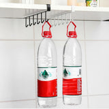 Colgador de Ropa con 6 Ganchos, Percha de Ropa Metálica, Colgador Utensilios Cocina, Ganchos para Colgar Ropa, Ideal para Aprovechar y Optimizar el Espacio, Fácil Instalación y Sin Perforaciones, 25 x 4 x 2,5 cm