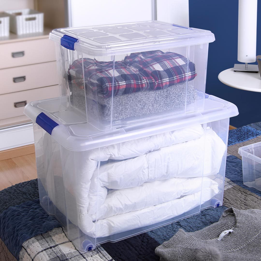 Caja Almacenamiento plástico para Guardar y Ordenar Juguetes, Libros, Documentos, Ropa, Mantas. Cierre Hermético, Gran Capacidad y Resistencia