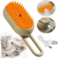Cepillo Vapor Mascotas, Masajea y Retira el Pelo Suelto, Botón para Vapor, Peine de Pelaje para Mascotas Recargable por USB, Mango Abatible, Ideal para Todos los Gatos y Perros, Adecuado para Uso Diario