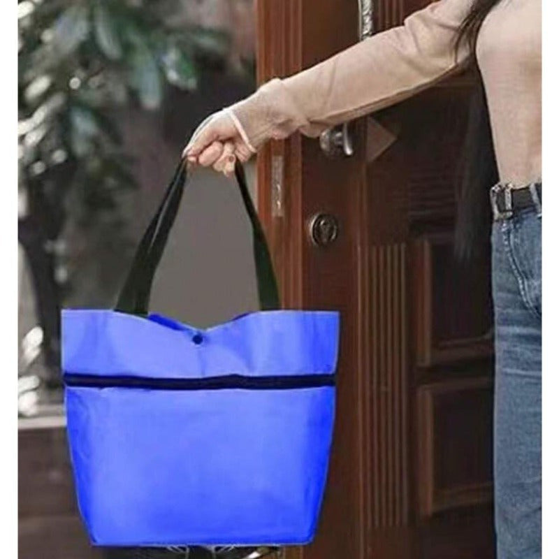 Carro Compra Plegable, Bolsa Carro Compra Plegable con Reudas, Gran Capacidad, Bolsa de Compras Multiusos, Facil de Llevar y Guardar, Hecho en Tela Oxford 600D Resistente, Fondo Reforzado, Dimensión Cerrado: 40 x 16 x 32 cm