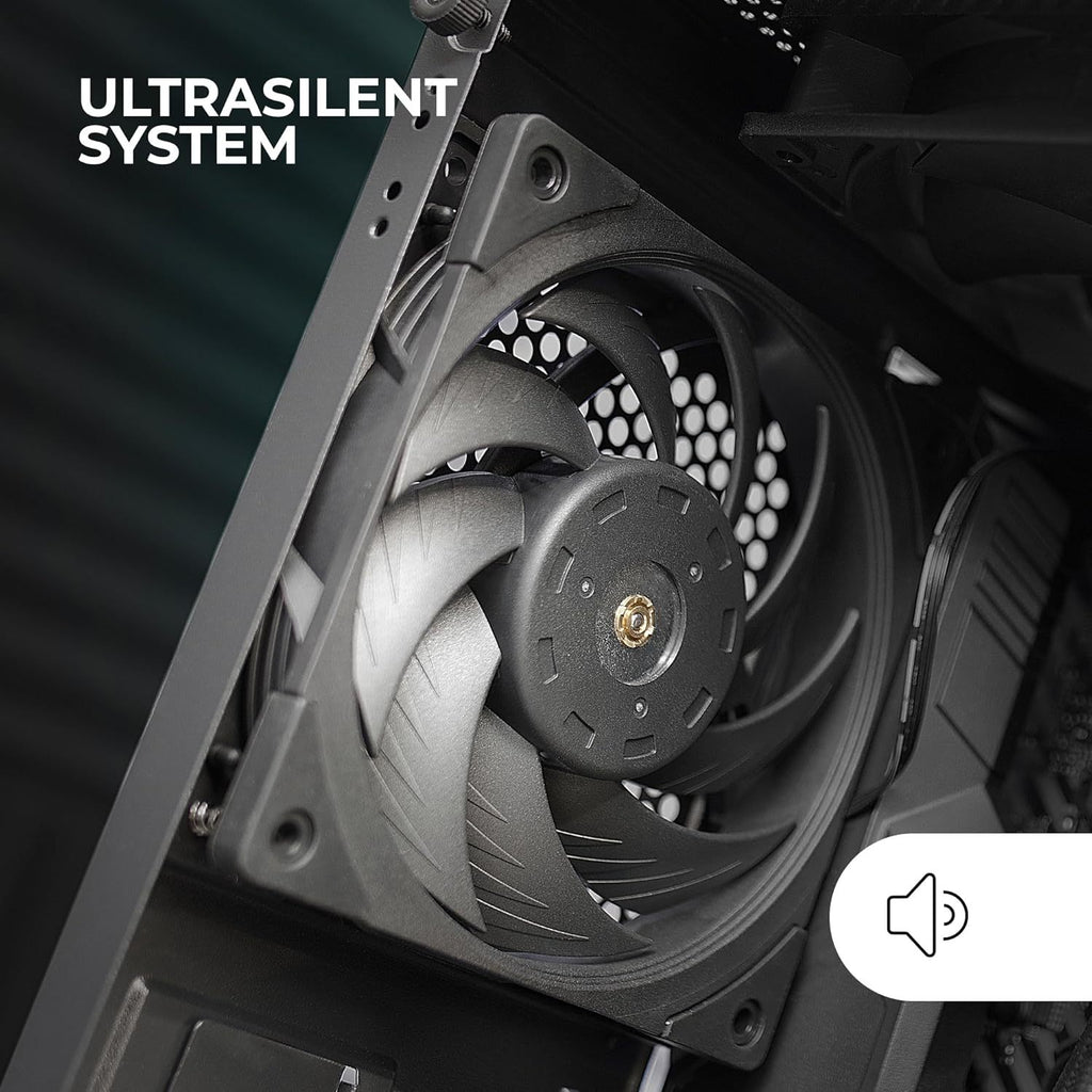 Mars Gaming MFNC, Ventilador PC PWM 120mm, Rodamiento FDB de Cobre Hiperbalanceado, Ventilador Silencioso con Diseño de Aspas Híbridas, Ventilador Ordenador Profesional, Negro