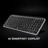 Mars Gaming MK-SILENKEYS, Teclado Inalámbrico Full-Format Compacto, Perfil Bajo, Switches Tijera Silenciosos, Tecla Copilot AI, Bluetooth 5.1 Dual + 2.4GPRO, Batería 200h, PC/Mac, Español, Negro