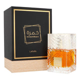 Lattafa Khamrah Eau de Parfum, Perfume Árabe Unisex con Aroma Cálido y Envolvente, Notas Dulces, Especiadas y Amaderadas de Larga Duración, 100 ml
