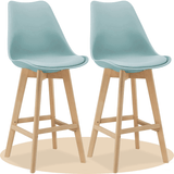 Taburete Alto Cocina con Respaldo, Asiento Blando y Tapizado, Patas Altas Resistentes de Madera de Haya con Reposapiés, Sillas Nórdicas, Ideal para Cocina, Salón, Comedor y Restaurante, 54.5 x 49.5 x 106 cm