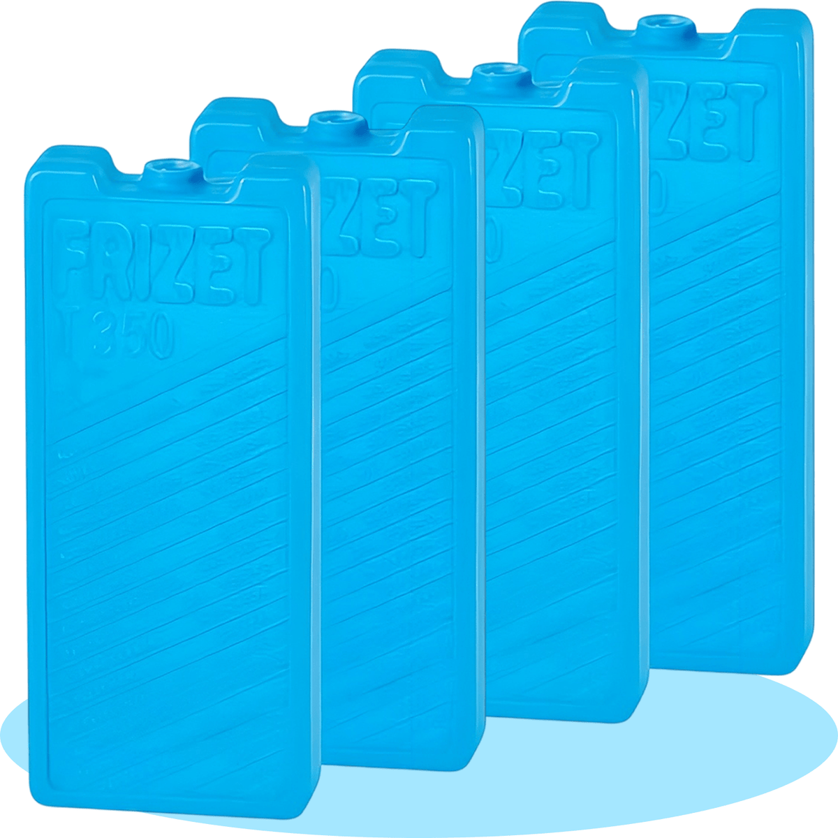 FRIZET Acumulador de Frío Hielo de 350ml de Capacidad, Reutilizables, Ideales para Neveras, Camping, Playa, Exterior, 7.5 x 19cm, Pack 2/4 Unidades