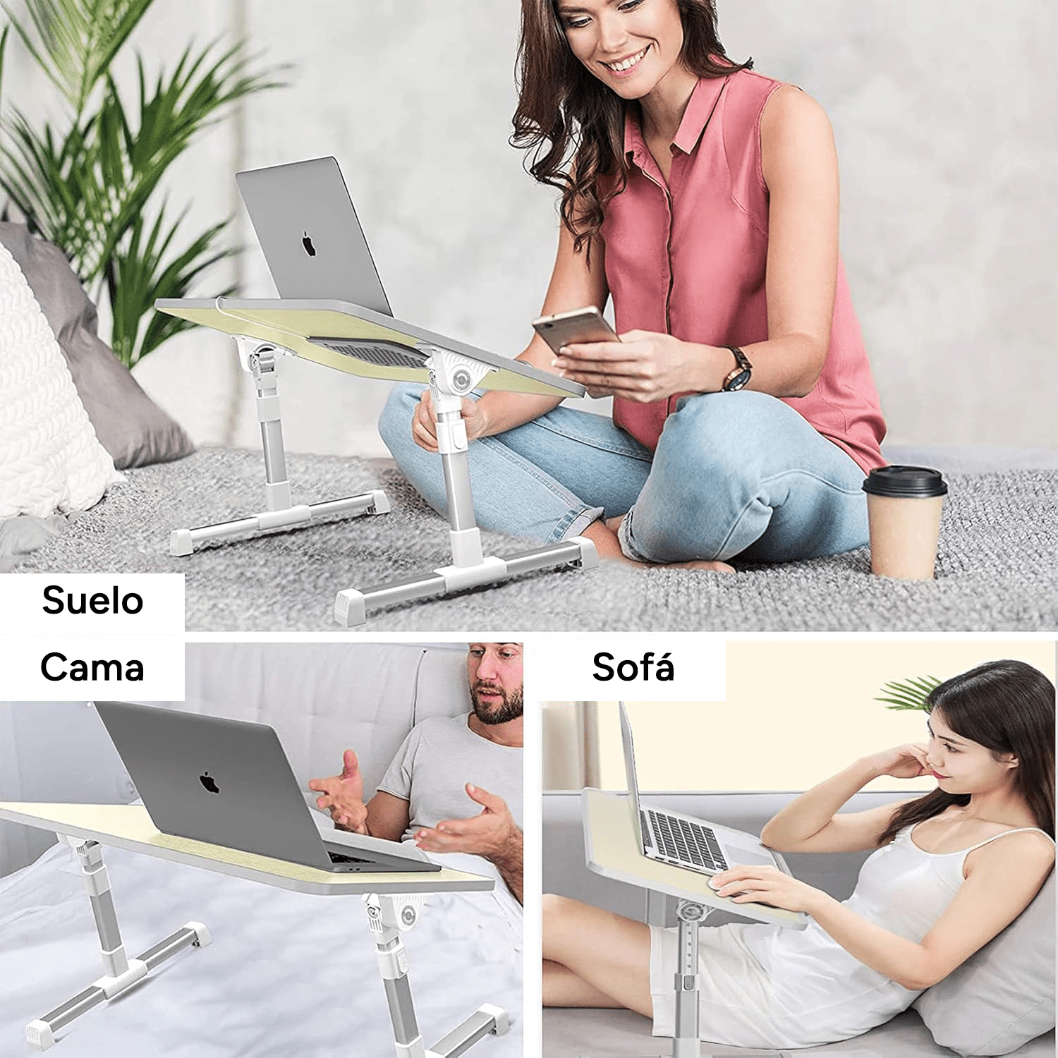 Mesa para Portátil Plegable con Ventilador, 5 Niveles de Altura y Ángulo del Tablero Ajustable, Ventilador USB para Optimizar Rendimiento del Portátil, Borde Antideslizamiento, Ideal para cualquier Espacio, 60 x 23 x 24-32 cm