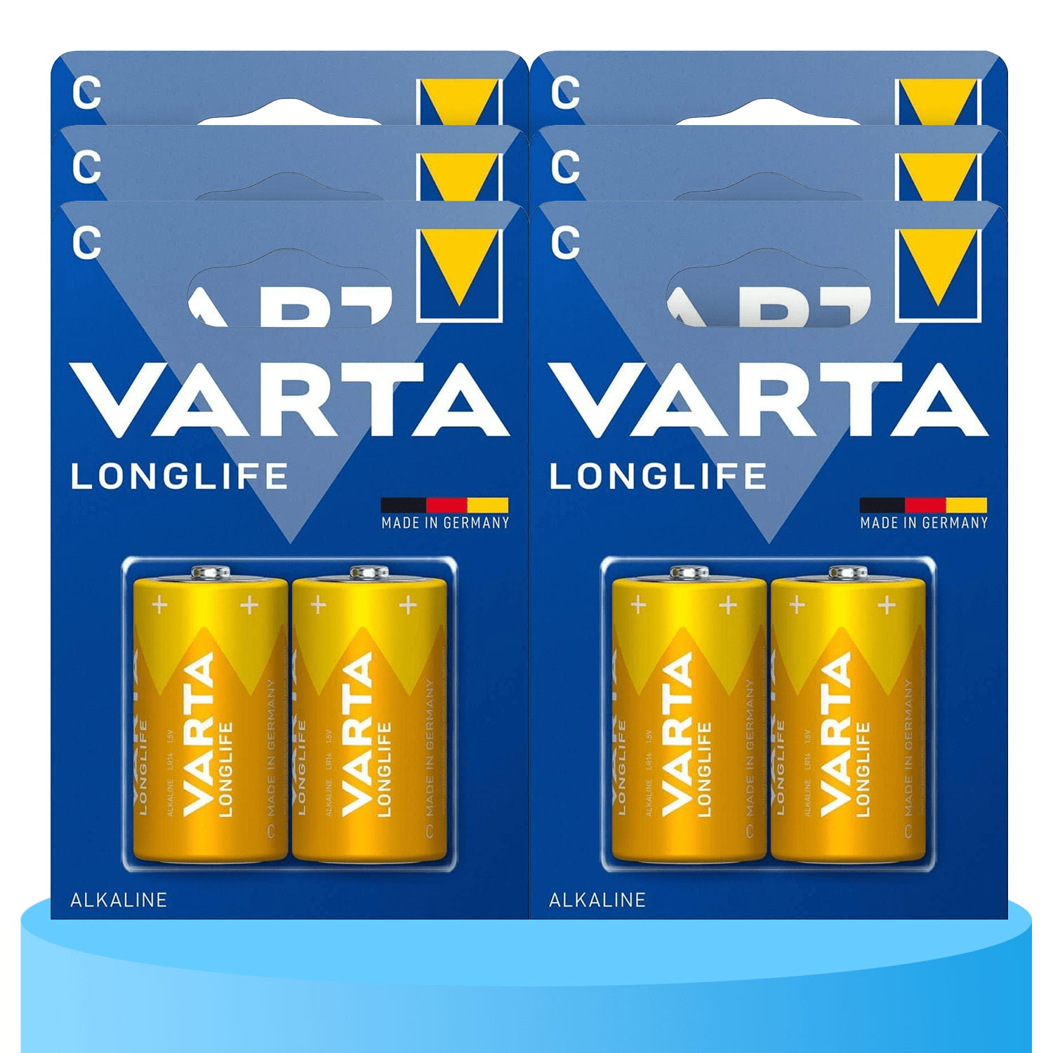 Pilas C Alcalinas de Alto Rendimiento, VARTA Longlife, Ultra Larga Duración, Energía Potente y Continua, Ideal para Linternas de Alto Consumo, Radios Portátiles, Juguetes por Control Remoto, Relojes, Despertadores y Dispositivos con Alta Demanda