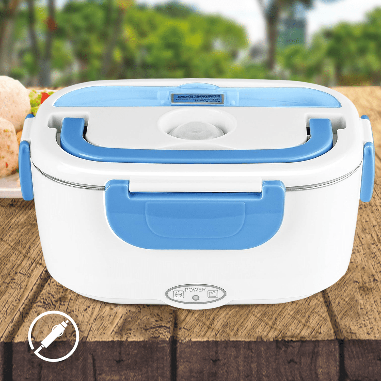 Caja Termica Portatil con 2 Compartimentos, Lonchera Electrica con Asa de Transporte, 1L de Capacidad, Calienta en Pocos Minutos, Enchufe para Coche Incluido, Espacio para Cubiertos con Cuchara Incluida, Fácil Limpieza