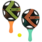 Set 2 Palas de Playa y Pelota, 2 Palas de Playa de Neopreno, Incluye Pelota de PVC y Red de Transporte, Raquetas con Agarre Cómodo ideales para Playa y Deportes al Aire Libre