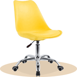 Silla Escritorio Ergonómica con Ruedas, Silla Oficina Giratoria con Altura Ajustable, Acolchada, Estilo Nórdico, Ideal para Estudio y Oficina