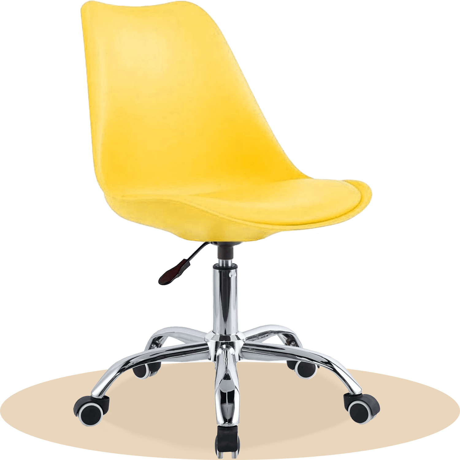 Silla Escritorio Ergonómica con Ruedas, Silla Oficina Giratoria con Altura Ajustable, Acolchada, Estilo Nórdico, Ideal para Estudio y Oficina
