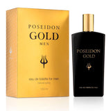 Poseidon Gold Eau de Toilette para Hombre, Perfume de Aroma Cítrico y Especiado con Notas de Mandarina, Menta, Canela, Ámbar y Maderas, 150 ml