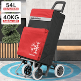 Carro Compra Plegable 4 Ruedas con Bolsillo Térmico para Congelados, Carro Plegable con Ruedas, 54 Litros de Capacidad y 40 Kg de Carga Máxima, Compartimentos Extra, Ruedas Grandes Resistentes para Facilitar el Movimiento y el Transporte del Peso
