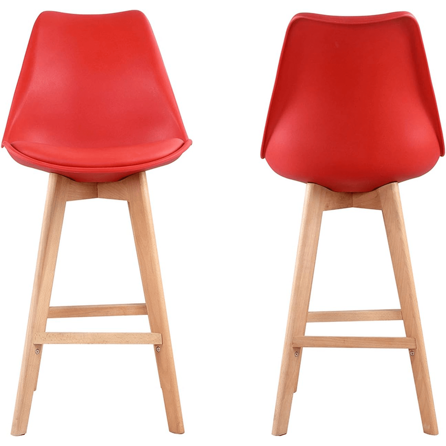 Taburete Alto Cocina con Respaldo, Asiento Blando y Tapizado, Patas Altas Resistentes de Madera de Haya con Reposapiés, Sillas Nórdicas, Ideal para Cocina, Salón, Comedor y Restaurante, 54.5 x 49.5 x 106 cm